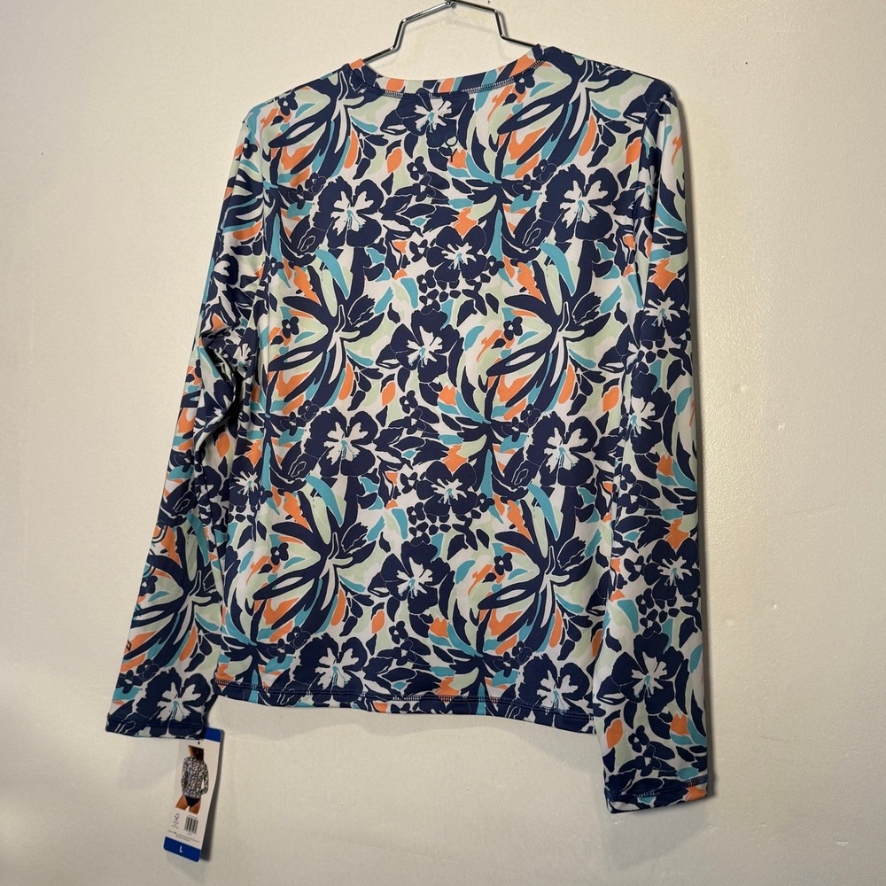 Roxy Womens Long Sleeve Rash Guard UPF 50 Floral Print Blue Mint Large NWT - Picture 5 of 5